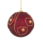 Bola Decorada Vinho e Dourado 10 cm Com 3 Unidades
