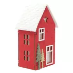 Enfeite De Natal Casinha Decorativa Vermelha Iluminada Led 18cm