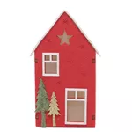 Enfeite De Natal Casinha Decorativa Vermelha Iluminada Led 18cm