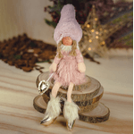 Menina Bonnet Sentada Rosa 50cm