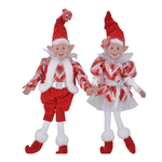 Jogo Casal Duende Vermelho e Branco 35cm Natal