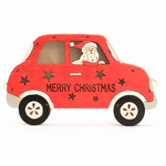 Papai Noel No Carro Madeira Iluminado Com Led Natal