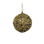 Caixa 3 Bolas Natalinas Ouro Com Brilho E Miçangas Azul 8cm