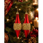 Jogo 4 Pingentes De Natal Vermelho Brilho Decoração Arvore