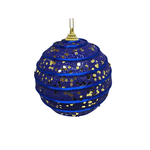 Caixa Com 3 Bolas Natalinas Azul Com Brilho 10cm