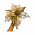 Flor Natalina Champagne Luxo Decoração Natal Tok da Casa