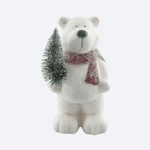 Enfeite Urso Polar Cerâmica Com Pinheiro Decoração De Natal