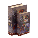Jogo 2 Caixa Livro Natalino com Boneco De Neve
