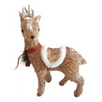 Rena Em Pé Cachecol Xadrez Natal Com Lantejoulas 45cm