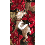Rena Em Pé Cachecol Xadrez Natal Com Lantejoulas 45cm