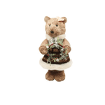 Ursa de Palha com Vestido de Lã e Guirlanda Decor Natal 36cm