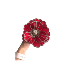 Flor Natalina Magnólia Vermelha Com Brilho 16cm