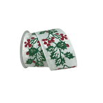 Fita Natalina Branca Azevinho Vermelho e Verde 6,3CMX9,14m