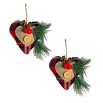 Enfeite Decorativo Natal Pendurar Coração Xadrez 2un