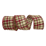 Fita Natalina 6,3cm Xadrez Vermelho Com Verde E Bege 9,14m