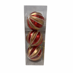 Jogo 3 Bolas De Natal Vermelho E Dourado 8cm Tok Da Casa
