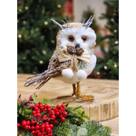 Decoração Natal Coruja Com Pinha E Laço 20cm
