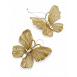 Enfeite Borboleta Natal Decoração Dourado 2 Unidades