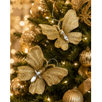 Enfeite Borboleta Natal Decoração Dourado 2 Unidades