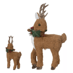 Decoração Natal Rena Em Pé Sisal Marrom 21cm