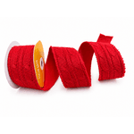 Fita Natalina Aramada 6,3cm Tricot Vermelho 9,14m