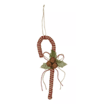 Pingente Bengala Doce Natal Guizo Vermelho Bege 35cm