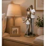 Escultura Família Decorativa Pai Mãe E 1 Filho Menino