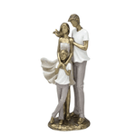 Escultura Família Decorativa Pai Mãe E 1 Filho Menino