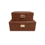 Conjunto De Caixas Organizadoras Decorativas Em Pu Marrom