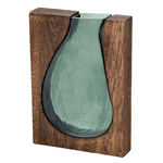 Vaso Decorativo Verde com Madeira 29cm Espressione