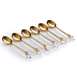 Conjunto 6 Colheres de Café de Zamac Crystal Dourada Wolff