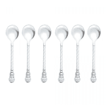 Conjunto 6 Colheres De Café De Zamac Crystal Prata Wolff