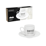 Jogo 6 Xícaras Café Porcelana Com Pires Manhattan 80ml 