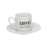 Jogo 6 Xícaras Café Porcelana Com Pires Manhattan 80ml 