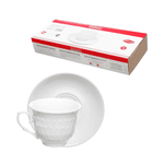 Jogo Xícaras Café Com Pires Anne 65ml Porcelana Branca 6 Peças