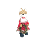 Raposa Em Pé Vestido Veludo Xadrez 41cm Natal Tok Da Casa