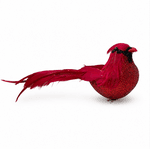 Enfeite Natalino Pássaro Vermelho Brilho Luxo