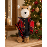 Urso Em Pé Casaco Xadrez Em Palha 33cm Natal Tok Da Casa