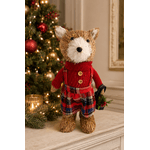 Urso Em Pé Vestido Xadrez Em Palha 33cm Natal Tok Da Casa
