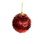 Jogo De 3 Bolas De Natal Escama Vermelho Brilho 10cm