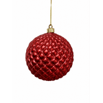 Jogo 3 Bolas de Natal Decorada Vermelho Brilho 10cm Natal