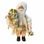 Papai Noel Branco Com Dourado Saco Presentes 30cm Natal