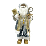 Boneco Papai Noel Luxo em Pé Azul e Cajado 60cm