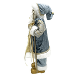 Boneco Papai Noel Luxo em Pé Azul e Cajado 60cm