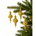 Enfeite Pendente Natal Decoração Dourado 4 Unidades