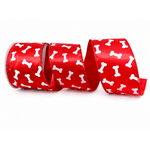 Fita De Natal Vermelha 6,3cm Com Ossinhos 9,14mts Pet