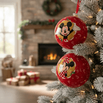 Jogo 2 Bolas Natal Disney Original Mickey Minnie 12cm