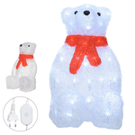 Urso em Acrílico com Led Branco Quente 38,5cm