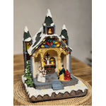 Vila Religiosa Natal Igreja Com Movimentos e Luz Colorido 26x18x17cm