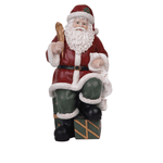 Papai Noel em Resina Presentes 24,5cm Vermelho Verde